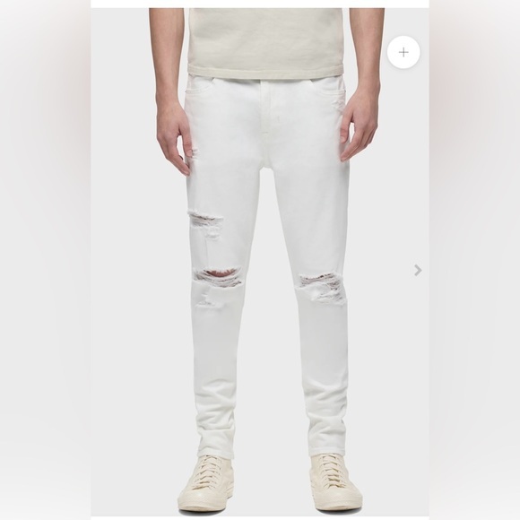Hudson Zack Skinny White Distressed Mens Jeans Nwt Sz 34 Ret 225